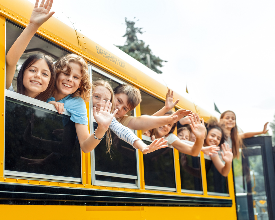 Kids riding school bus in Idaho